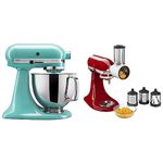 KitchenAid Artisan Series 5-Quart Tilt-Head Stand Mixer (Aqua Sky) + Fresh Prep Slicer/Shredder Attachment