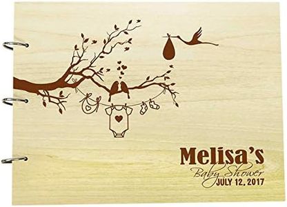 Darling Souvenir Photo Album Baby Shower Personalized Guestbook Wood Engraved Name and Date Custom Scrapbook