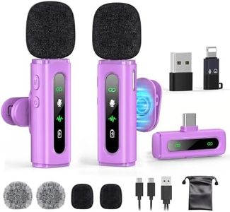USB C Lavalier Microphone Wireless Mini Mic for Type-C Android Phone/Tablet/PC Video Recording Clip-on Mics with Rotatable Clip&Denoise Recording, Ideal for Vlog Tiktok Youtube Content Creator, Purple