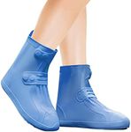 Rain Shoe Covers | Waterproof Shoe Covers for Men Women | Reusable Galoshes Overshoes (Blue - Small)