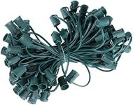 Encoidoz 100FT C9 Light String Christmas Stringer, E17 Light Sockets 12" Spacing, C9 Stringer Set Green Outdoor String Light Strand for Wedding Patio Event Lighting Decor, Green Wire