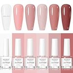 MIZHSE Nail Polish Set: Regular Nail Polish 6 Classic Nude Colors Collection Milky White Nude Pink, Quick Dry Nail Polish Finger Nail Polish Manicure DIY Nail Art Salon, Ideal Gift