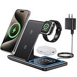 QTlier Fast Charging Dock Stand,Charging Station for Multiple Devices, Wireless Charger for iPhone 15/14/13/12/11/Pro Max/XS/XR/X/8 Plus/8, Apple Watch Series, AirPods 3/2/Pro (Black)