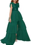 GRACE KARIN Girls Dress Size 6 Sequin Party Formal Green Dress for Flower Girls Fashion Birthday Pageant Banquet Dress