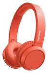 PHILIPS On-Ear Headphones H4205RD/00 with Bass Boost Button (Bluetooth, 29 Hours Playback Time, Quick Charging Feature, Noise Isolating, Flat Folding), Matte Red - Model, On-Ear