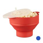 Relaxdays Set of 1 Silicone Microwave Popcorn Maker, Collapsible Popcorn Popper, No Oil, Red