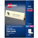 AVERY Large Embossed Ivory Tent Cards, Laser/Inkjet Printers, 3-1/2x11, Pack of 50 (5915)