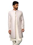 VASTRAMAY Men's Purple Silk Blend Sherwani For Men I Imported Jacquard Indowestern Sherwani I Festive Party Wedding Collection for Men_VASMIW252PU_36