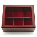 Tea Box - Luxury Wooden Tea Storage Chest from The Apace Living Premier Collection - 6 Adjustable Compartment Tea Bags Organizer Container - Elegantly Handmade w/Scratch Resistant Window