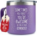 KLUBI Birthday Gifts for Women Who Have Everything - Sometimes You Forget You Are Awesome Gifts for Women Christmas Gifts for Mom From Daughter Purple Mug Xmas Gifts Baskets for Women Fun Teacher Gift