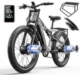 shengmilo S600 Full suspension Electric Bike for adult, 26inch 3.0 Fat Tire 7speed Electric Mountain Bike, 48V17.5Ah removable Battery,three riding modes ebike Dual motors