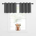 NICETOWN Small Window Curtain Tier - Blackout Grommet Top Draperies for Kitchen (52 Inches by 18 Inches + 1.2 Inches Header, 1 Piece in Grey)