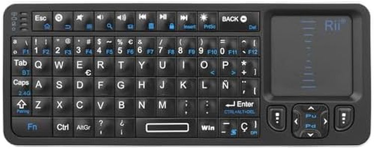 Rii K06 Mini Teclado Inalámbrico Retroiluminado, 2 Modos de Conectividad, con Aprendizaje IR, Portátil Ligero con Touchpad Compatible con Android TV Box, Mac, Windows (Versión Bluetooth y 2.4G)