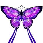 Mint's Colorful Life Butterfly Kite for Kids & Adults, Easy to Fly Kite for Beach, Large Single Line Kite with Long Tail &300ft Kite String (Purple)