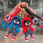 AEROSTARK Cartoon Characters Keychain for Girls Boys, Cute Silicon Keychains Accessories Keyring Key Purse Backpack Car Charms for Kids Gifts (Red & Blue Hood Combo of 2)