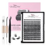 Glowing Win Cluster Lashes Individual Eyelash Extension Kit with Lash Bond&Seal and Tweezers Individual Lashes 144PCS Reusable Natural Lash Clusters Set Mix 8-16mm False Eyelashes Individual