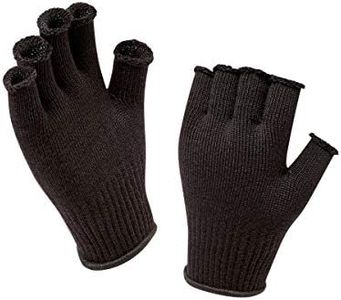 SEALSKINZ Unisex Merino Fingerless Glove Liner, Black,