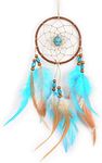 QINU Dream Catchers for Cars Rear View Mirror, Small Feather Dream Catcher Wall Hanging Car Deco Car Charm Ornament (1.1 Blue)