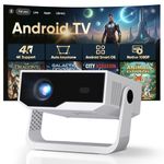 2026 Smart Projector Built-in-Apps, Android TV, Supported 4K/Native 1080P, 270 ANSI, Wifi 6 Bluetooth 5.2, Portable Mini Movie Projector for Bedroom Home, Auto Keystone, iOS/Switch/PS5