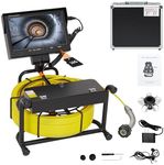 Festisoul 9 Inch Sewer Camera, 30m Drain SnakeCamera with Locator, Plumbing Inspection Camera with 12V 4500mAh Battery, 23mm Waterproof 1080P HD, Light Adjustable, 1080P, Included 16GB Card