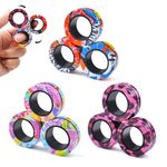 Kickidz 9Pcs Magnetic Rings Fidget Toy Set, ADHD Anxiety Magnetic Fidget Toys Adults Fidget Spinner Rings for Relief, Gifts for 8+ Year Old Teen Boy Girl (Multicolored-9Pcs-B)