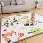 ieBabay Baby Play Mat 71" X 59" Playpen Mat Waterproof Baby Floor Play Mat Non-Slip Cushioned Baby Crawling Mat Letter Playmats for Babies Toddlers Infants Tummy Time Activity (71X59, Letter Fox)