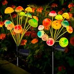 Solar Garden Lights, Solar Mushroom Lights Outdoor, Upgraded 24LED Solar Mushroom Yard Decor Outside Waterproof, Garden Decor for Lawn Front Porch Patio Backyard, 6 Colors Mushroom(2-Pack)