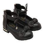 Hopscotch Girls TPR and Rubber Bow Applique Mary Jane in Black Color,UK:1.5 (XZY-4336775)