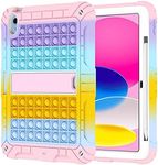 XZC Case for iPad (A16) 11th Generation 11 Inch 2025/ iPad 10th Generation 10.9 Inch 2022, Heavy Duty Shockproof Rugged Protective Case with Pencil Holder and Strap (Rainbow 1)