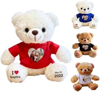 Personalized Teddy Bear Stuffed Animal, Cute Plush Bear with Custom Text Picture, Mothers Day Graduation Birthday Valentine Gifts for Girlfriend Boyfriend