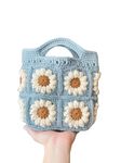 ZZARA DECORATION Womens Modern Crochet Relaxed Fit Handmade Bag, Crochet Relaxed Fit Bag Shoulder Bag, Reusable Bag, Crochet Market Bag, Crochet Purse Market Bag,Blue