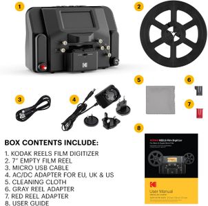 Kodak 8mm & Super 8 Film Digitizer – 5" Screen, Frame-by-Frame MP4 Converter