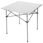 Trespass Xylo, Silver, Square Roll Top Camping Table with Carrier Bag 70cm x 70cm x 70cm, Grey