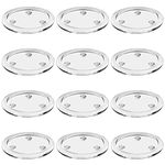 Belle Vous Glass Candle Holders/Candle Plates (12 Pack) - 10cm Glass Candle Plates for Votive Tealights - Candle Dish/Tray Plates for Weddings, Spas, Parties, Home Decor & Table Centrepieces