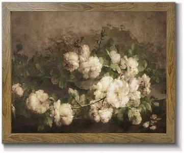 DILITI Vintage Flower Poster - Framed Still Life Wall Art Decor Canvas Prints Home Landscape Print Farmhouse Painting, Wildflower Field Oil Painting on Canvas, White, 8x10inch