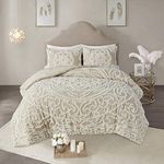 Madison Park Shabby Chic All Season Down Alternative Bed Set with Matching Shams, Cotton, Floral Taupe, King/Cal King(104"x92")