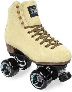 Sure-Grip Boardwalk Unisex Outdoor Roller Skates Material of Leather, Rubber, Suede & Aluminum Trucks | Comfortable, Extra Long Laces - Suitable for Beginners (Tan, Mens 5 / Womens 6)