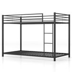 GORELAX Metal Bunk Bed Twin Over Twin, Low Floor Bunk Bed with Ladder & Guard Rail, Built-in Ladder, No Box Spring Needed, Heavy Duty Metal Bed Frame, for Bedroom, Dorm, Apartment (Black)