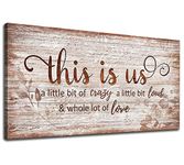 This Is Us Inspirational Canvas Wall Art Vintage Canvas Pictures Motivational Quotes Wall Decor Brown Wooden Board Painting Artwork for Living Room Bedroom Dining Room Kitchen Home Decor Framed 50×100CM