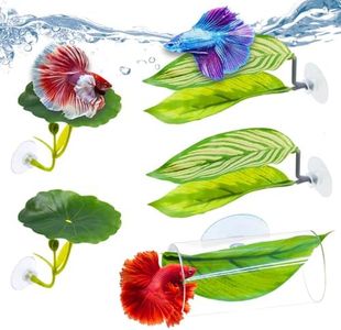BaoZqua 5PCS Betta Hammock & Fish Toys Set, Soft Aquarium Decor Plastic Plants that Won’t Damage Fishtail, Acrylic Tube Tunnel for Betta Fish Tank Decorations, Aquarium Hideout with Spare Suction Cups