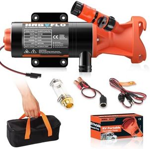 12V RV Portable Macerator Waste Pump for Sewage,12GPM Suction 3.2 feet Lift 10 feet with Garden Hose Discharge Port,Quick Release Sewage Pump with Fresh Water Rinse and Automatic Crushing Function