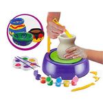 Kamsons DIY pottery wheel kit for making handmade clay pot designs battery operated pottery wheel game for kids- Multicolor