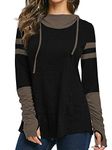 iChunhua Long Sleeve Tops with Thumb Holes for Women Pullover Baseball Hoodie Tunic Sweatshirt Khaki XXL