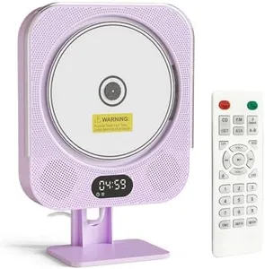 Kpop Purple CD Player,Wired CD Players for Home,Desktop/Wall Cute Bluetooth Speakers with IR Remote Control,FM Radio/CD Music Timer Alarm Clock with LED Display,Support CD/USB/TF/AUX/Copy