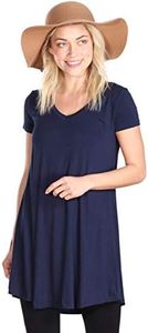 Popana Womens Short Sleeve Summer Tunic Tops to Wear with Leggings Loose Fit Plus Size Made in USA 3X Navy