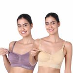 motherly Maternity Bra Padded Breastfeeding Nursing Bras for Women with Removable Pads (Large, Bean Paste + Skin)