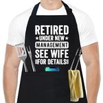 Retirement Gifts for Men, Best Retirement Gifts, Retirement Aprons for Men with 3 pockets, 2023 Happy Retirement Gift Ideas Funny Cooking Apron for Men, Dad, Husband, Grandpa, Friends, Coworkers, Black, Standard