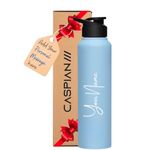 CASPIAN /// Hike Stainless Steel Customize Sipper Water Bottle (CUS-Sky Blue 1 Litre, Set of 1)| Leak Proof Thunder for Fridge Home Office Travel School Kids Boys Girls Adults Sports Gym Yoga