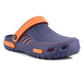 IMTY Mens Lightweight EVA Beach Clogs Summer Breathable Kitchen Garden Hospital Nurse Pool Water Shoe Mules Sandals (Navy/Orange, UK_Footwear_Size_System, Adult, Men, Numeric, Medium, Numeric_9)