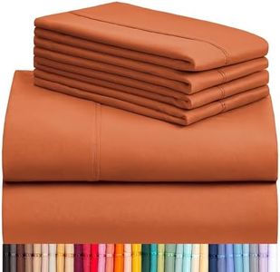 LuxClub 6 PC Sheet Set Bamboo Sheets Deep Pockets 18" Eco Friendly Wrinkle Free Sheets Hypoallergenic Anti-Bacteria Machine Washable Hotel Bedding Silky Soft - Autumn Orange Queen
